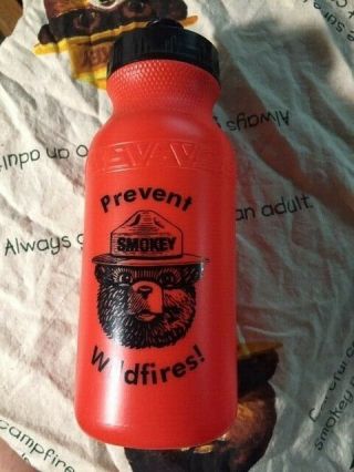 Smokey The Bear Prevent Wildfires Red Water Bottle $0 S&h
