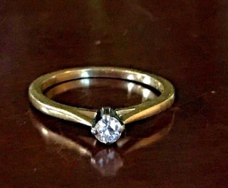 Vintage,  18k Gold Diamond Solitaire Engagement Ring,  1.  76 Grams,  Size 4