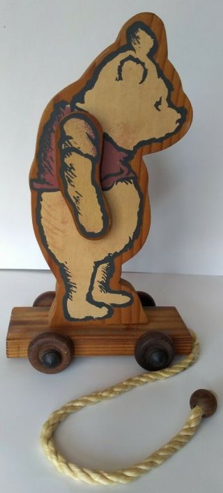 Vintage Classic Disney Winnie The Pooh Wooden Pull Toy.