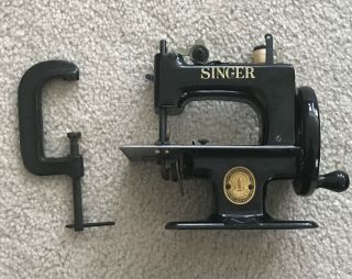 Vintage Black Singer Mini Sewing Machine (with Bonus Table Vice)