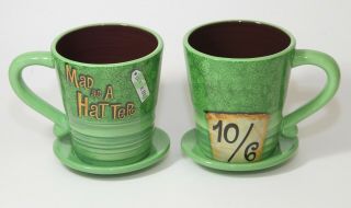 Set Of 2 Mad As A Hatter Disney Wonderland Official Unbirthday Tea Coffee Mugs