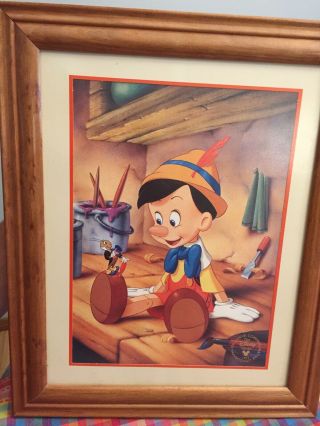 Walt Disney 1993 Framed Pinocchio Exclusive Commemorative Lithograph