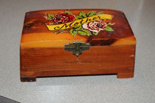 Vintage Ten Mile River Boy Scout Camp Souvenir Cedar Trinket Box " Mother "