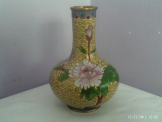 Fabulous Vintage Chinese Cloisonne On Brass Flowers Des Vase (e) 10.  5 Cms Tall
