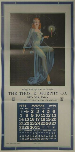 Vintage 1945 Roy Best Advertising Calendar Sample Sleepy Time Gal Thos.  D Murphy
