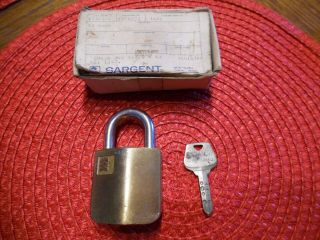 Vtg Nos Wbox Sargent Keso Padlock High Security Lock Dimple Key Hardened Shackle