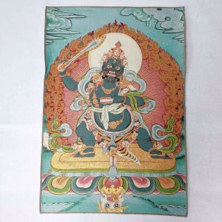 36 " Tibet Tibetan Cloth Silk Black Wenshu Manjushri Tangka Thangka Mural Painting