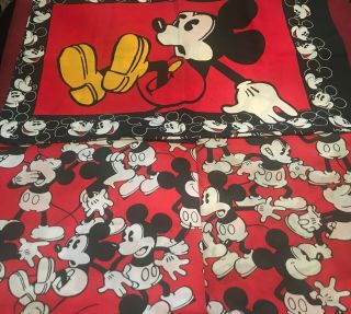 Vintage Mickey Mouse Disney Twin Size 3 Piece Sheet Set Adorable