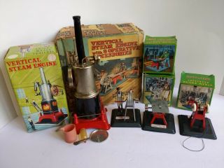 Vintage Marx Vertical Steam Engine And 3 Accessories Kit In Boxes