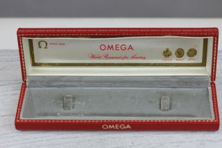 Vintage Omega Red Wrist Watch Presentation Box Velvet Retro Display Storage