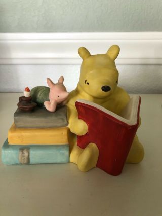Vintage Winnie The Pooh Ceramic Lamp Nursery Night Light Pooh Reading To Piglet