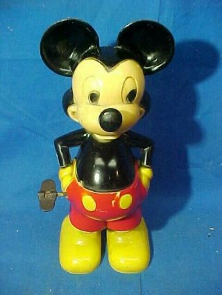 1950s Marx Hard Plastic Mickey Mouse Wind Up Figural Toy Good