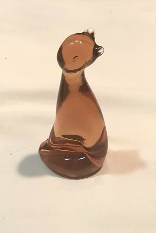 Art Glass Amber Cat Paperweight Figurine