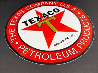 Vintage Texaco Star 12 " Porcelain Metal Sign Gasoline & Oil Advertising Display