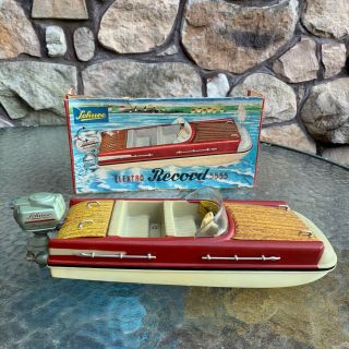 Vintage Schuco Elektro Record 5555 Battery Op Boat W/ Box,  West Germany