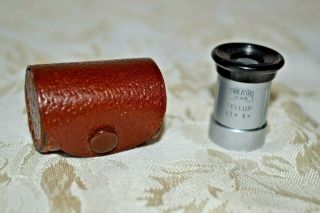 Vintage Carl Zeiss Jena Tellup Lens Pocket Telescope Monocular Leather Case 2.  5