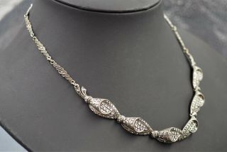 Womens ' s Necklace Marcasite Sterling Silver Art Deco jewellery VINTAGE GERMAN 2