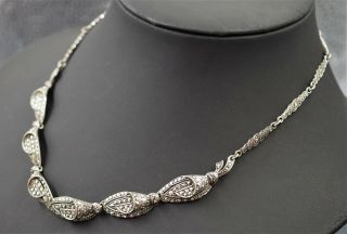 Womens ' s Necklace Marcasite Sterling Silver Art Deco jewellery VINTAGE GERMAN 3