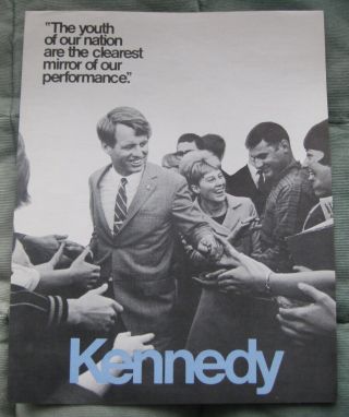 1968 Robert Bobby Kennedy Rfk Youth Of Our Nation Picture Campaign Flyer