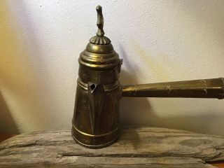 Vintage Brass Turkish Coffee Pot Dallah Hand Embossed