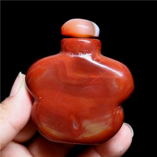 Exquisite Hand - carved Madagascar Crazy Lace SILK Banded Agate Snuff Bottle 2