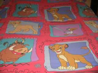 Vintage Disney Lion King 3 Piece Twin Sheet Set Flat Fitted Sheets Pillowcase