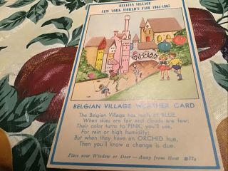 York Worlds Fair 1939 Belgian Village Weather Card