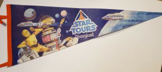 Vintage Star Wars Star Tours Disneyland Pennant 1986