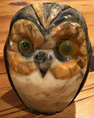 Vintage Hand Carved Alabaster Owl