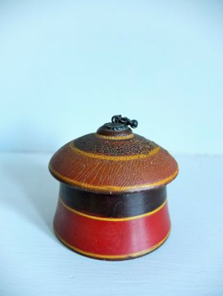 Old Indian Trinket Box Turned Painted Wood