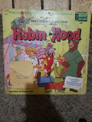 Vintage Walt Disney Robin Hood Story Book 3810 Walt Disney Vinyl Lp Record