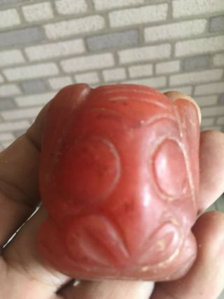 2.  4  Antinque Hongshan Culture Natural Crystal Carved God Mask Amulet Pendant