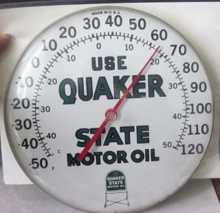 Vintage 12 " Use Quaker State Motor Oil Thermometer Made In U.  S.  A.  Pam Style