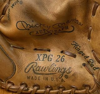Vintage Mickey Mantle Rawlings XPG Model Baseball Glove York Yankees HOF 2