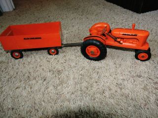 Vintage Product Miniature Allis Chalmers Wd Toy Farm Tractor & Wagon Implement