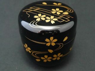 Japanese Lacquer Resin Tea Caddy Hanaikada Design Natsume (803)