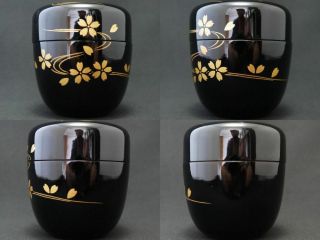 Japanese Lacquer Resin Tea caddy Hanaikada design Natsume (803) 2