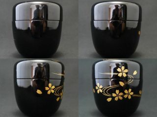 Japanese Lacquer Resin Tea caddy Hanaikada design Natsume (803) 3