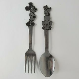 Vintage Walt Disney Mickie Mouse Fork & Goofey Spoon By Bonny Made In Japan