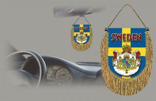 Sweden Rear View Mirror World Flag Car Banner Pennant