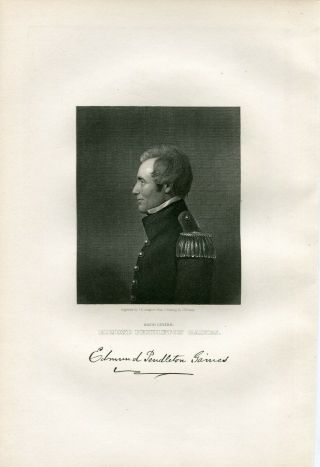 1868 Steel Plate Engraving Gen Edmund Pendleton Gaines Nat Art Gallery Portrait