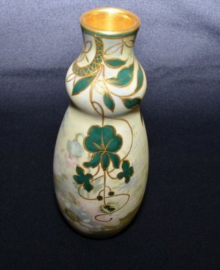 C.  1910 Art Nouveau Vintage Hand Painted Pottery 7 1/2 " Vase - Royal Bonn