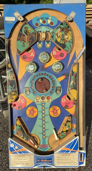 Williams Vintage Triple Action Pinball Machine Playfield Wall Hanger / Art