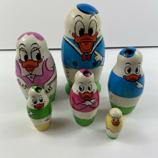 Vintage Walt Disney Matryoshka Donald Duck Family Nesting Doll 5 3/4 " Tall