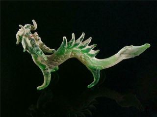 Old Chinese Peking Glass Carve Statue Netsuke One Of 12 Zodiac Animal Dragon