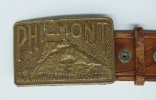 Boy Scout Bsa Philmont Bronze / Brass Buckle And Leather Belt