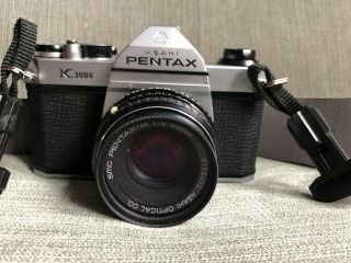 Vintage Pentax K1000 Asahi 35mm Film Camera W/ Pentax - M 1:2 50mm Lens