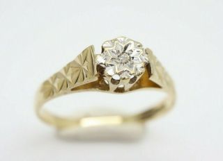 Vintage 9ct Gold Solitaire Diamond Engagement Ring,  Size K