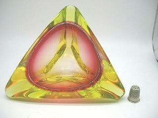 Vintage Murano Seguso Vda Large Uranium Sommerso Cased Glass Geode Style Bowl