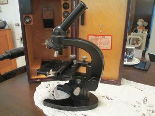 Vintage Carl Zeiss Jena 1943 Microscope Nr.  295807 With Wooden Case & Lenses